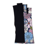 Blue fingerless gloves with floral pattern