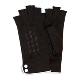 Black fingerless gloves with buttons ornement