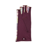 Burgandy fingerless gloves with vintage flowers motives