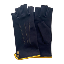 Fingerless gloves, mittens black and yellow. Designed and made in France.