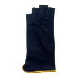Fingerless gloves, mittens black and yellow. Designed and made in France.