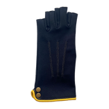 Fingerless gloves, mittens black and yellow. Designed and made in France.