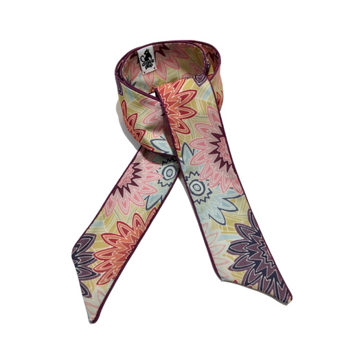 Burgandy scarf with flower pattern