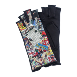 Black and western comic illustration fingerless gloves